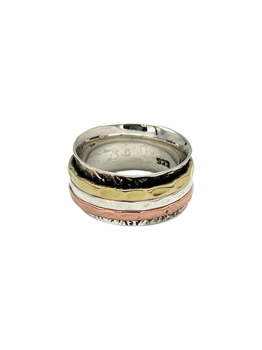 Oxidized Silver Multi Metal Spinner Ring