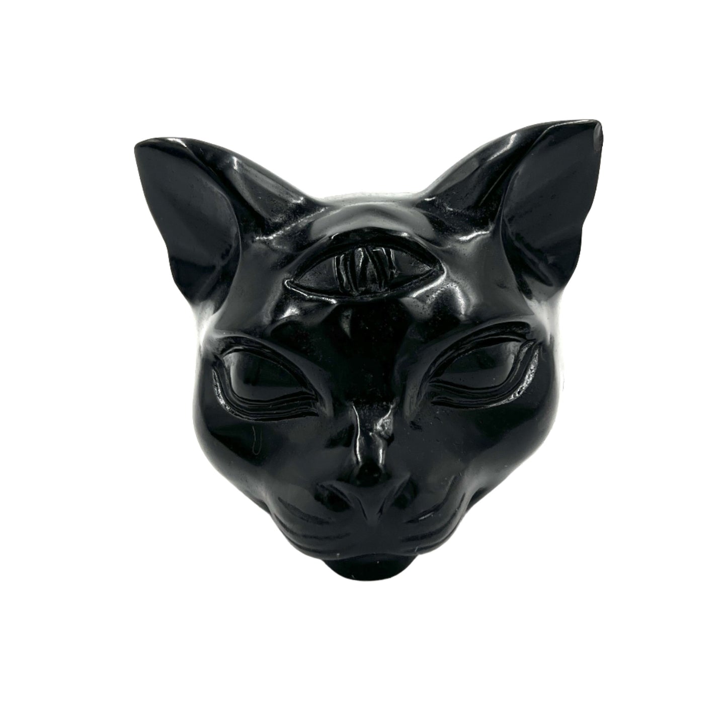 Large Third Eye Obsidian Cat