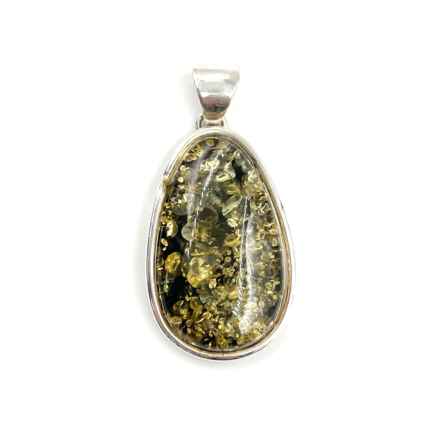 Green Amber Freeform Pendants