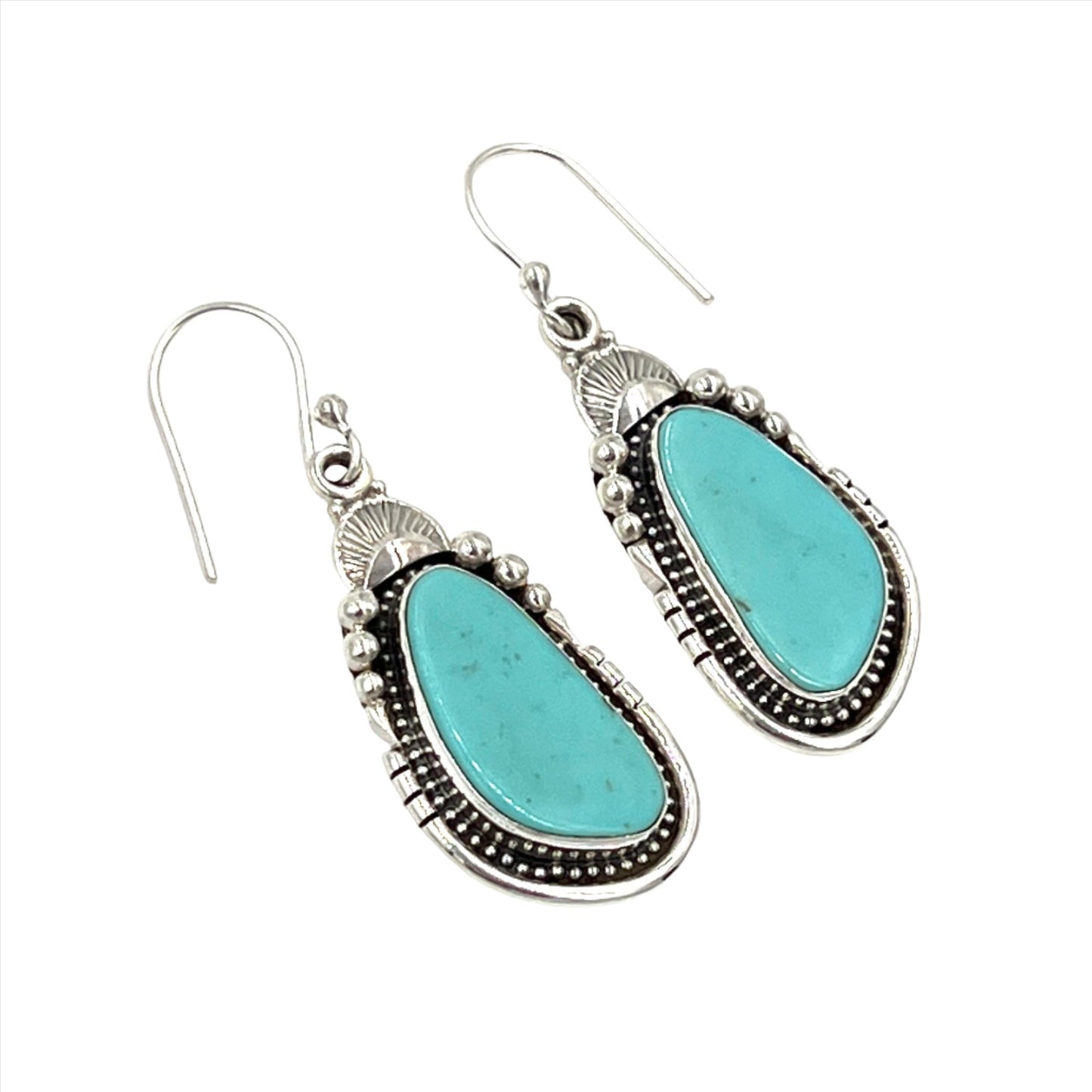 Sterling Silver Turquoise Teardrop Earrings