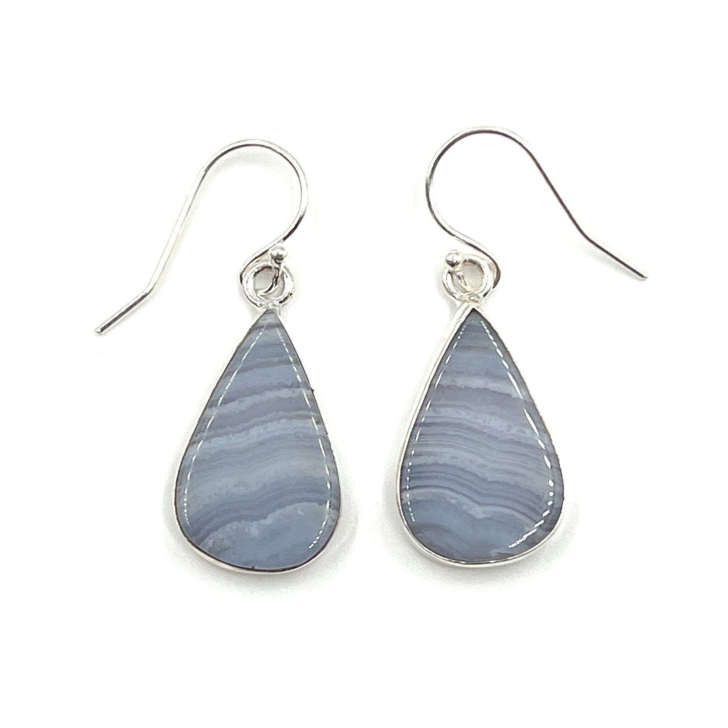 Teardrop Blue Lace Agate Earrings