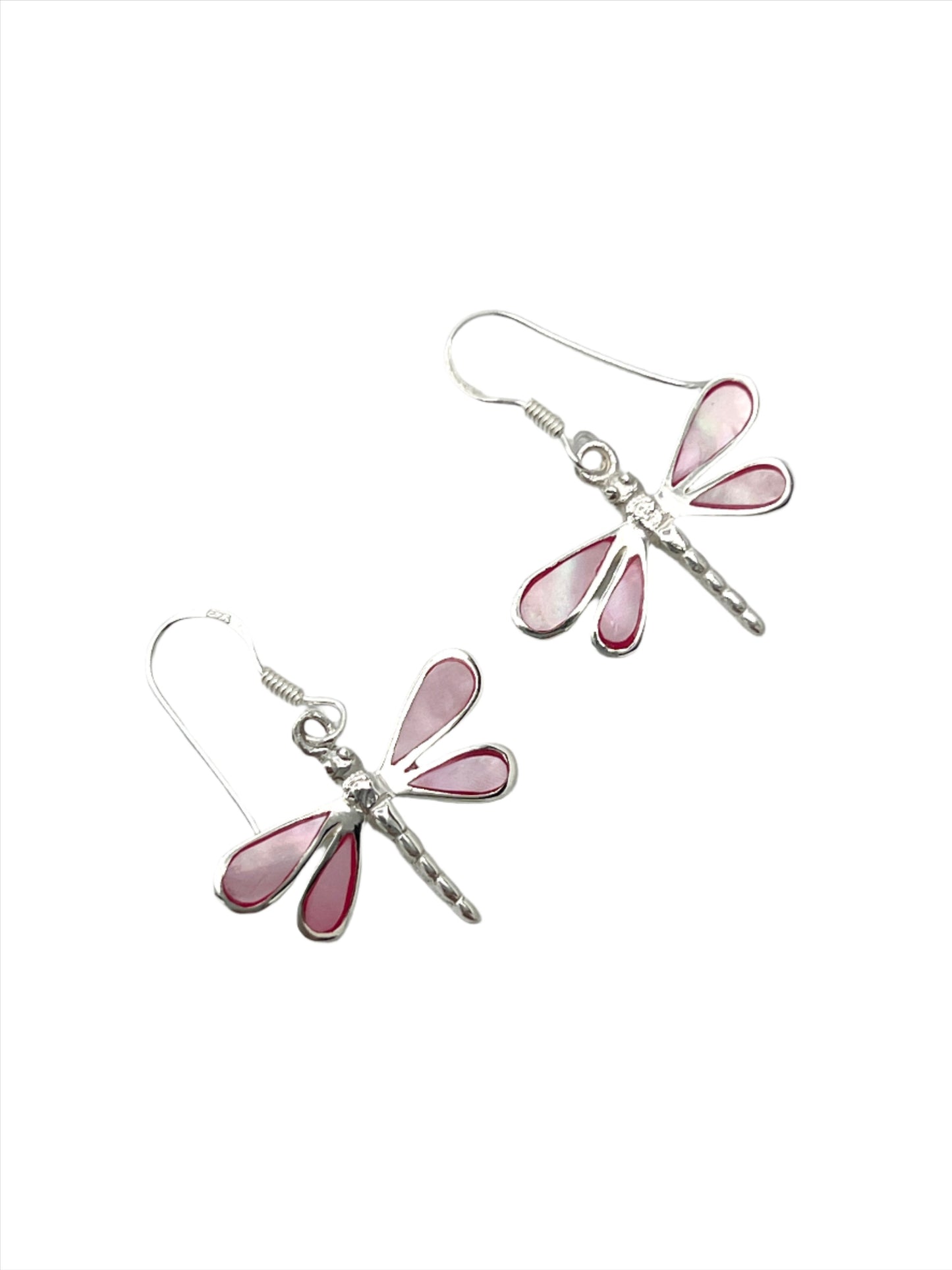 Sterling Silver Shell Dragonfly Earrings