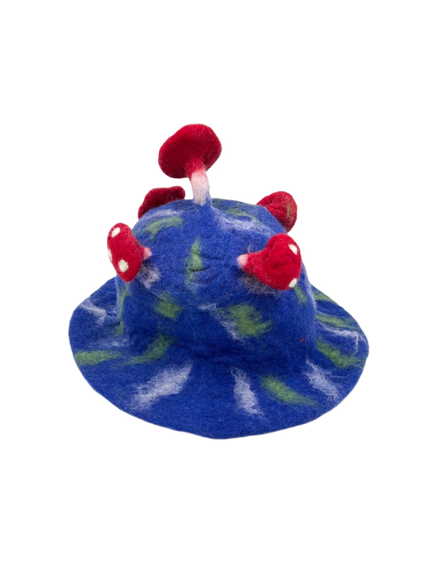 Hand felted Mushroom Wool Hats | Blues