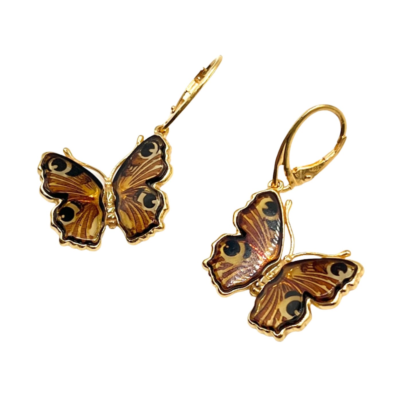 Gold Plated Silver Amber Butterfly Earrings