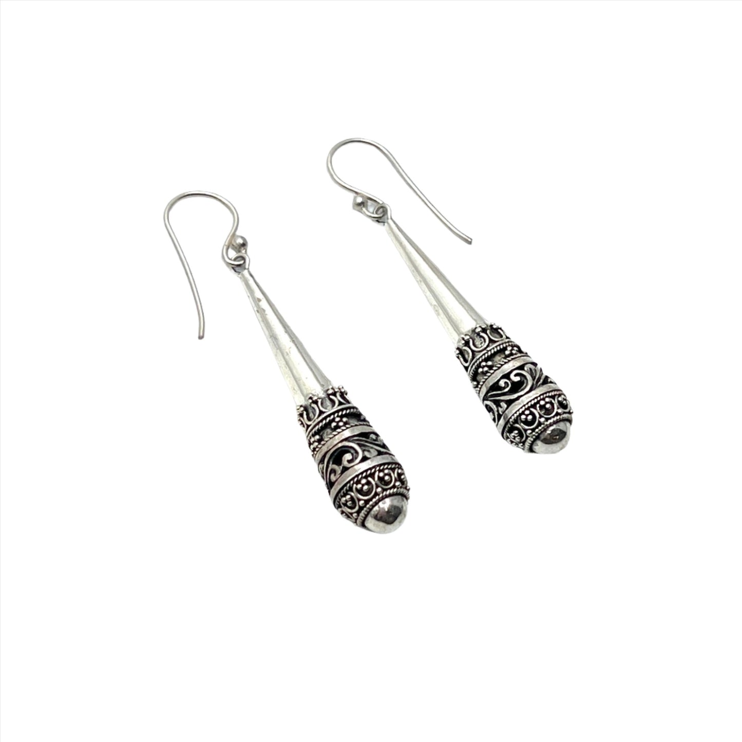 Sterling Silver Crown Drop Earrings