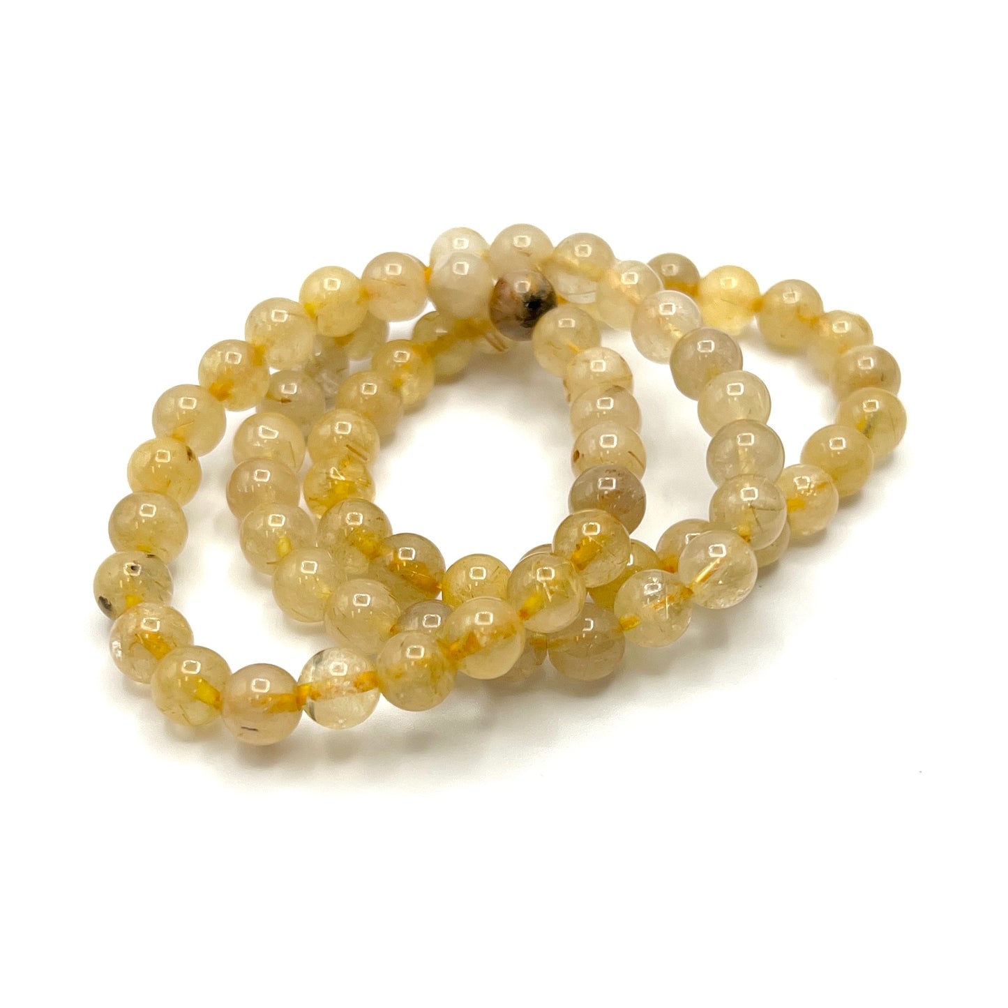 Golden Rutilated Clear Quartz Stretchy Bracelets