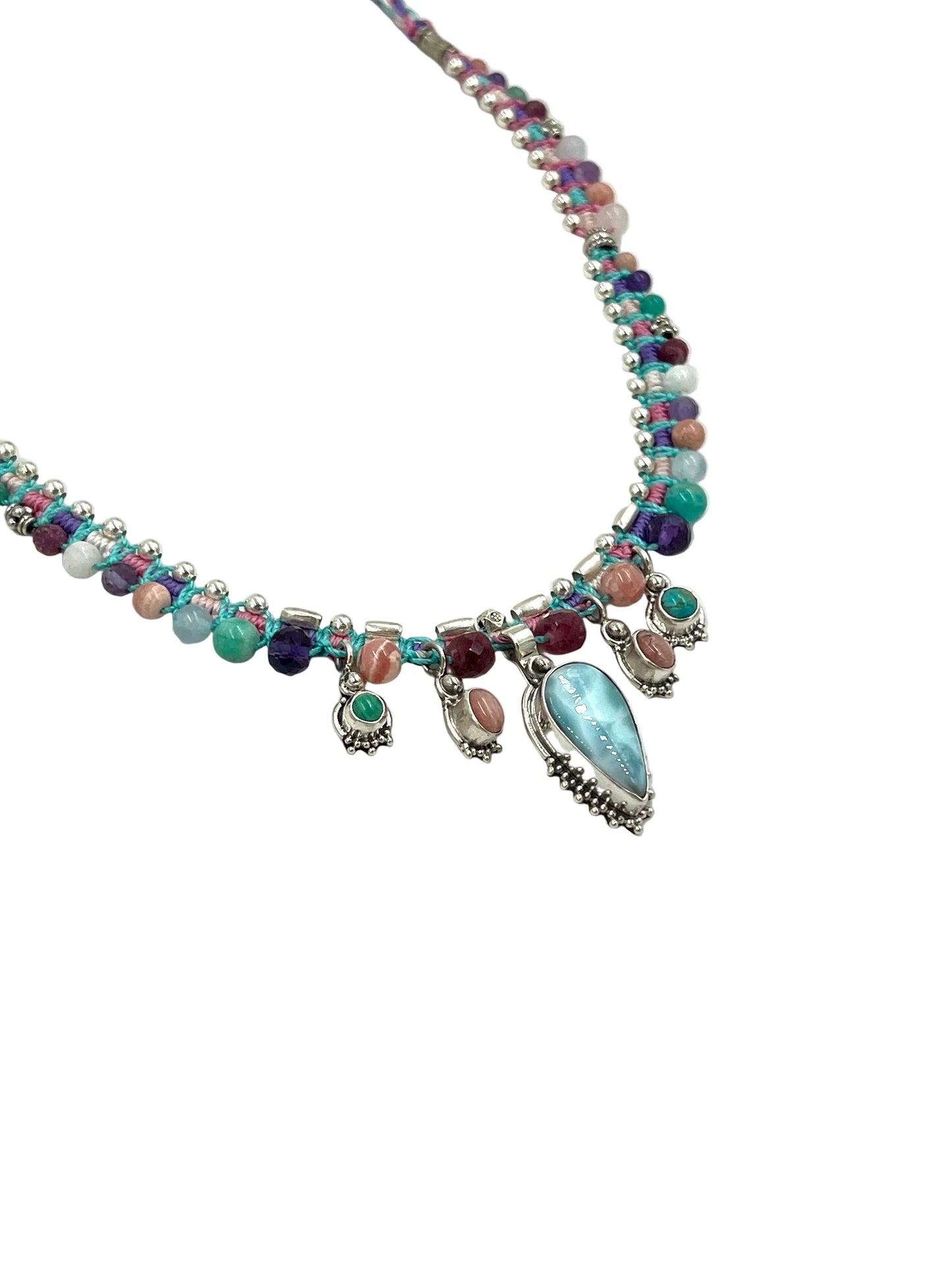 Macrame Larimar Necklace