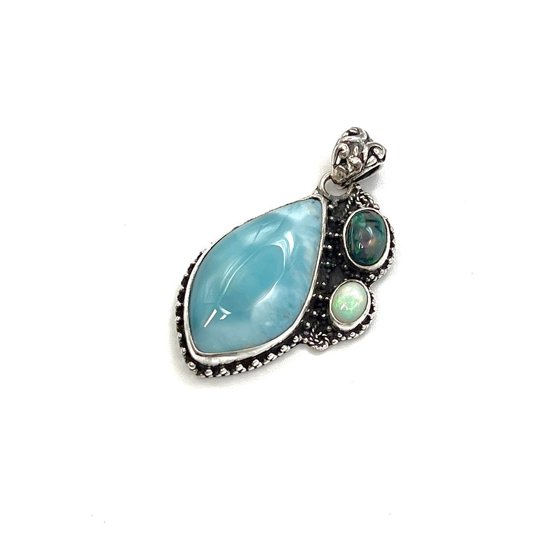 Sterling Silver Larimar & Opal Pendants