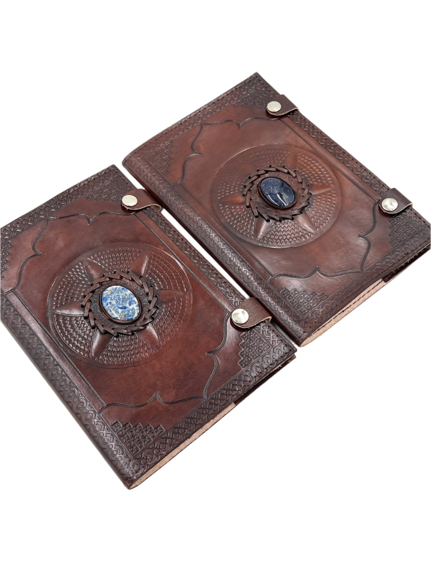 Camel Leather Gemstone Journal | Spiked Mandala | 9" x 6" x 1/2"