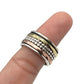 Sterling Silver Multi Metal Center Beaded Spinner Ring