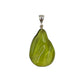 Silver Green Amber Freeform Pendants