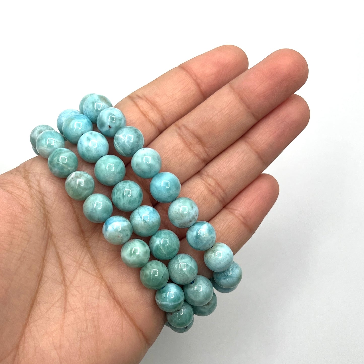 Larimar Round Beaded Stretchy Bracelets