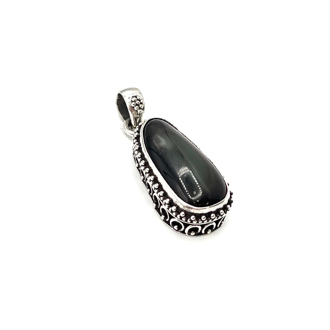 Sterling Silver Beaded Rainbow Obsidian Pendants