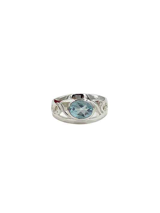 Oval Blue Topaz Ring