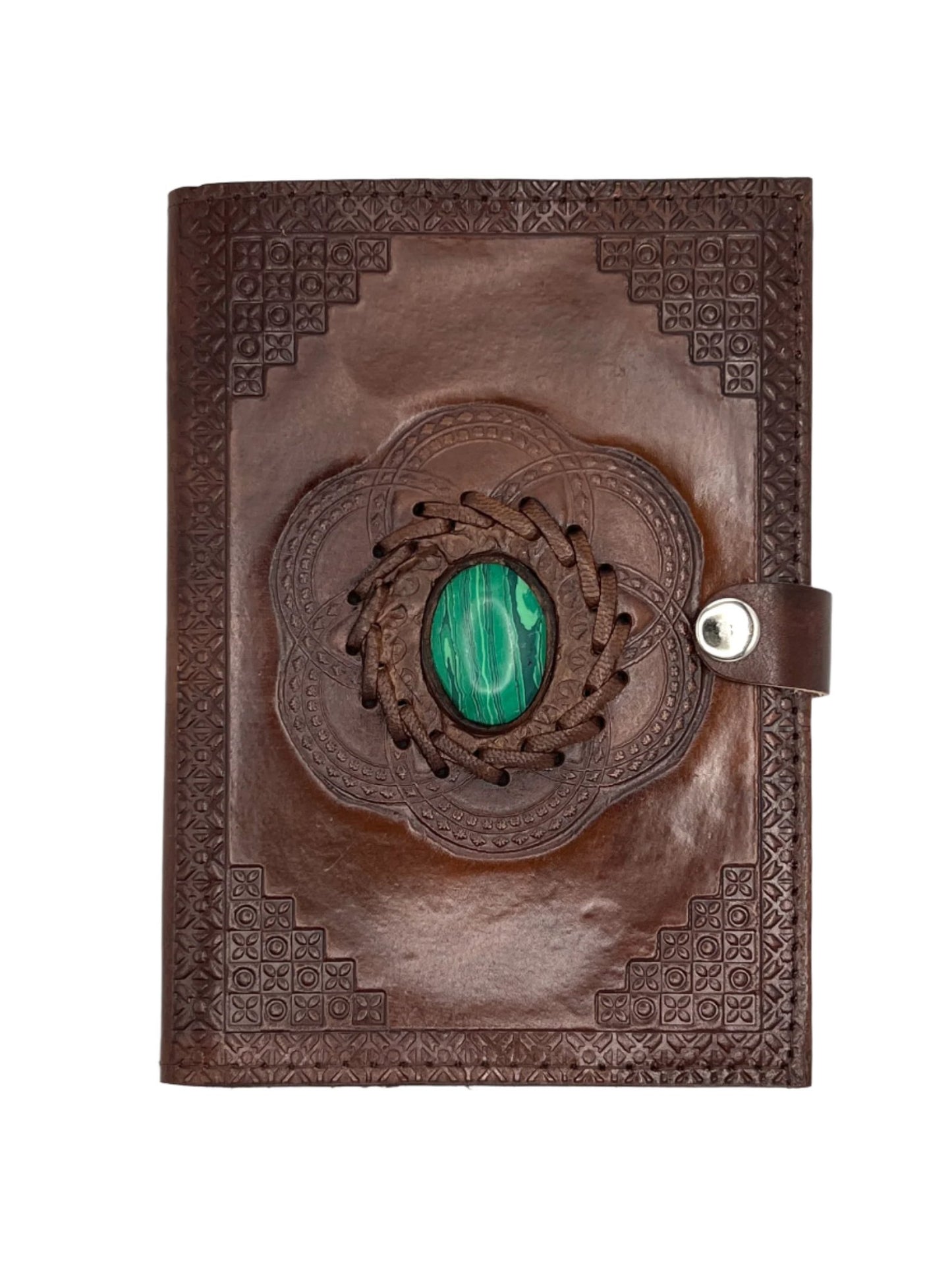 Camel Leather Gemstone Journal | Lotus | 7" x 5" x 1/2"