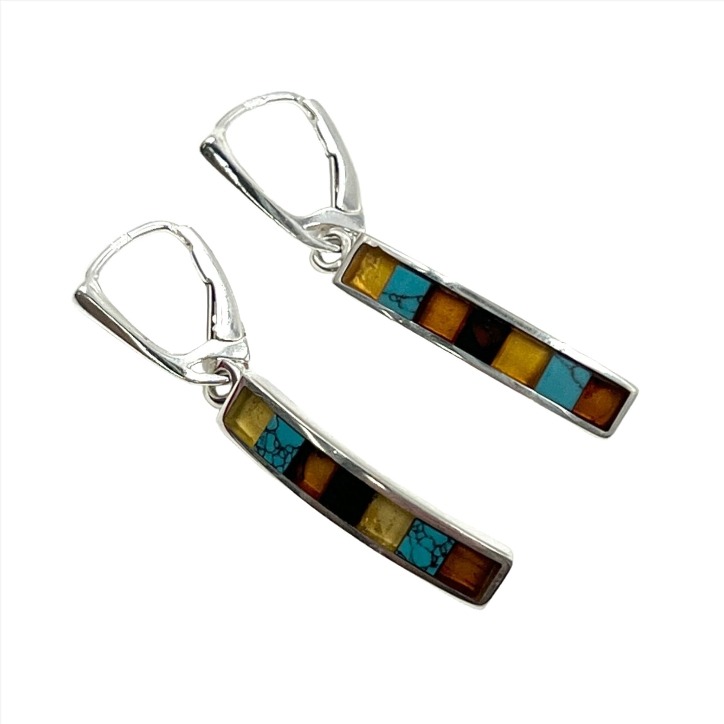 Multi Amber Rectangle Earrings