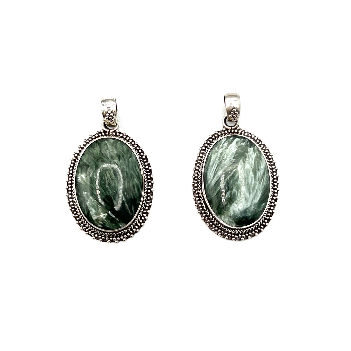 Sterling Silver Seraphinite Oval Pendants