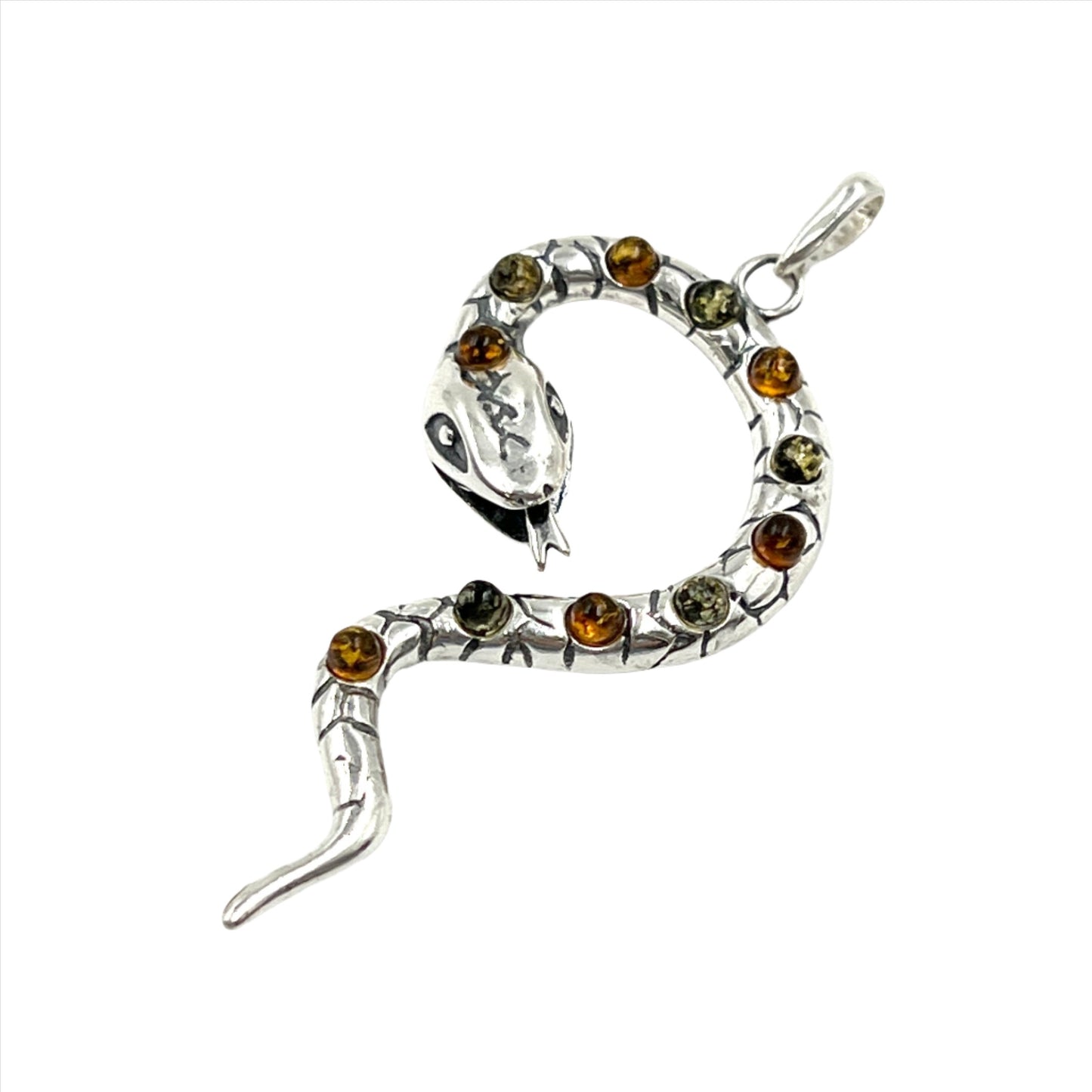 Sterling Silver Amber Snake Pendants