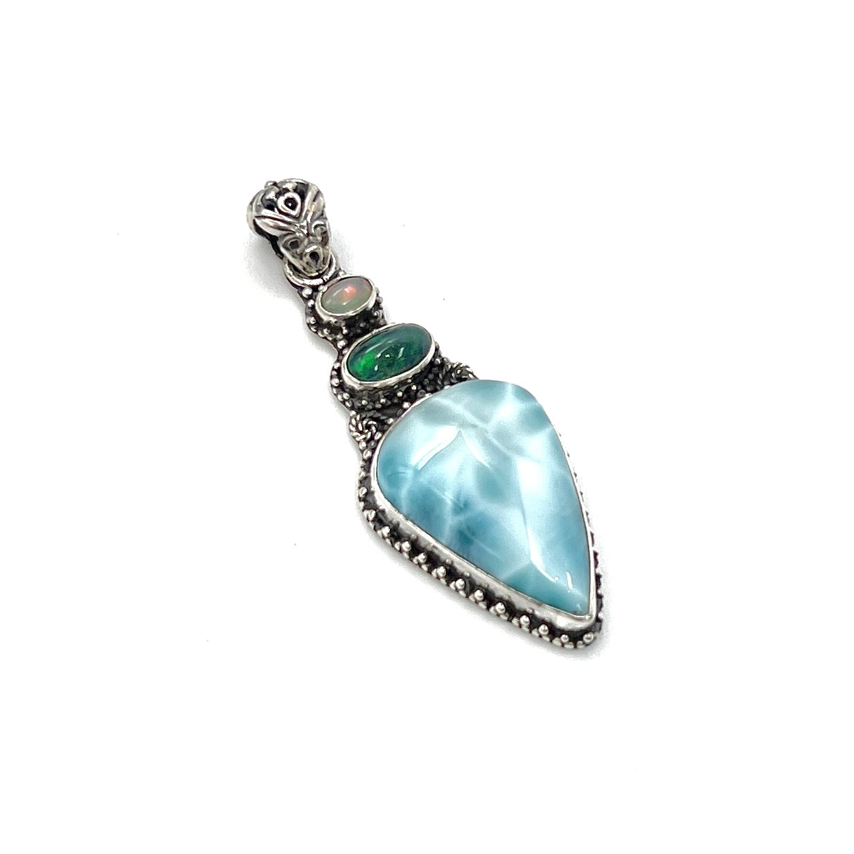 Sterling Silver Larimar & Opal Pendants