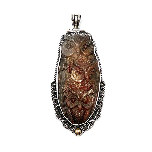 Brecciated Jasper Owl Pendants