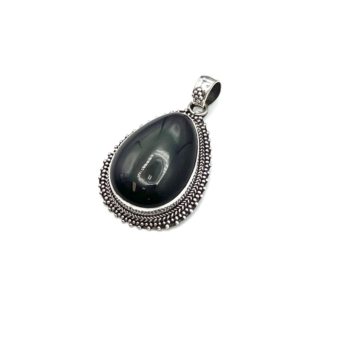 Sterling Silver Rainbow Obsidian Teardrop Pendants