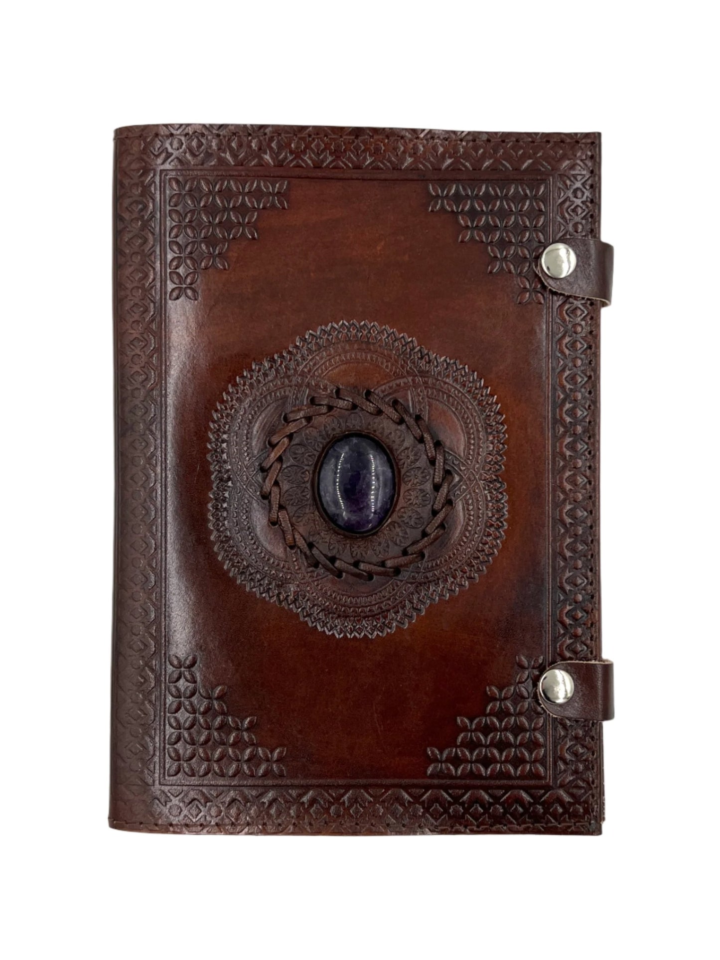 Camel Leather Gemstone Journal | Lotus | 10" x 7" x 1/2"