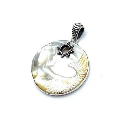 Sterling Silver Mother of Pearl Mermaid Pendants