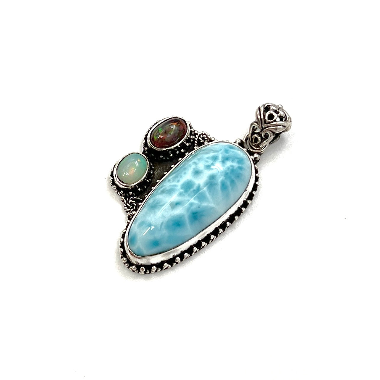 Sterling Silver Larimar & Opal Pendants