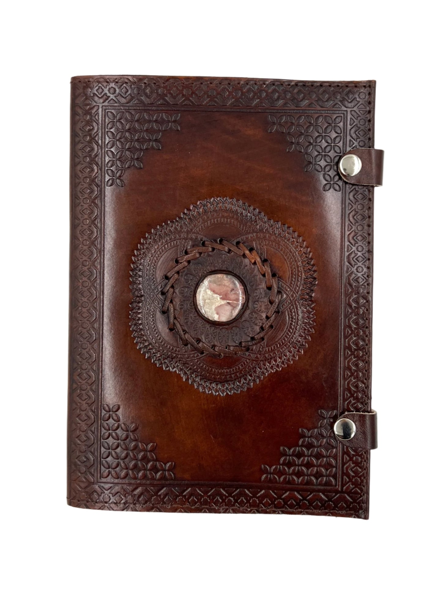 Camel Leather Gemstone Journal | Lotus | 10" x 7" x 1/2"