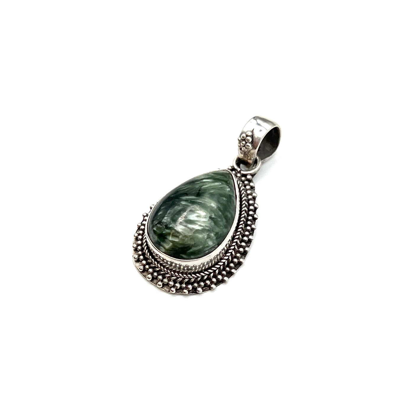 Sterling Silver Seraphinite Teardrop Pendants