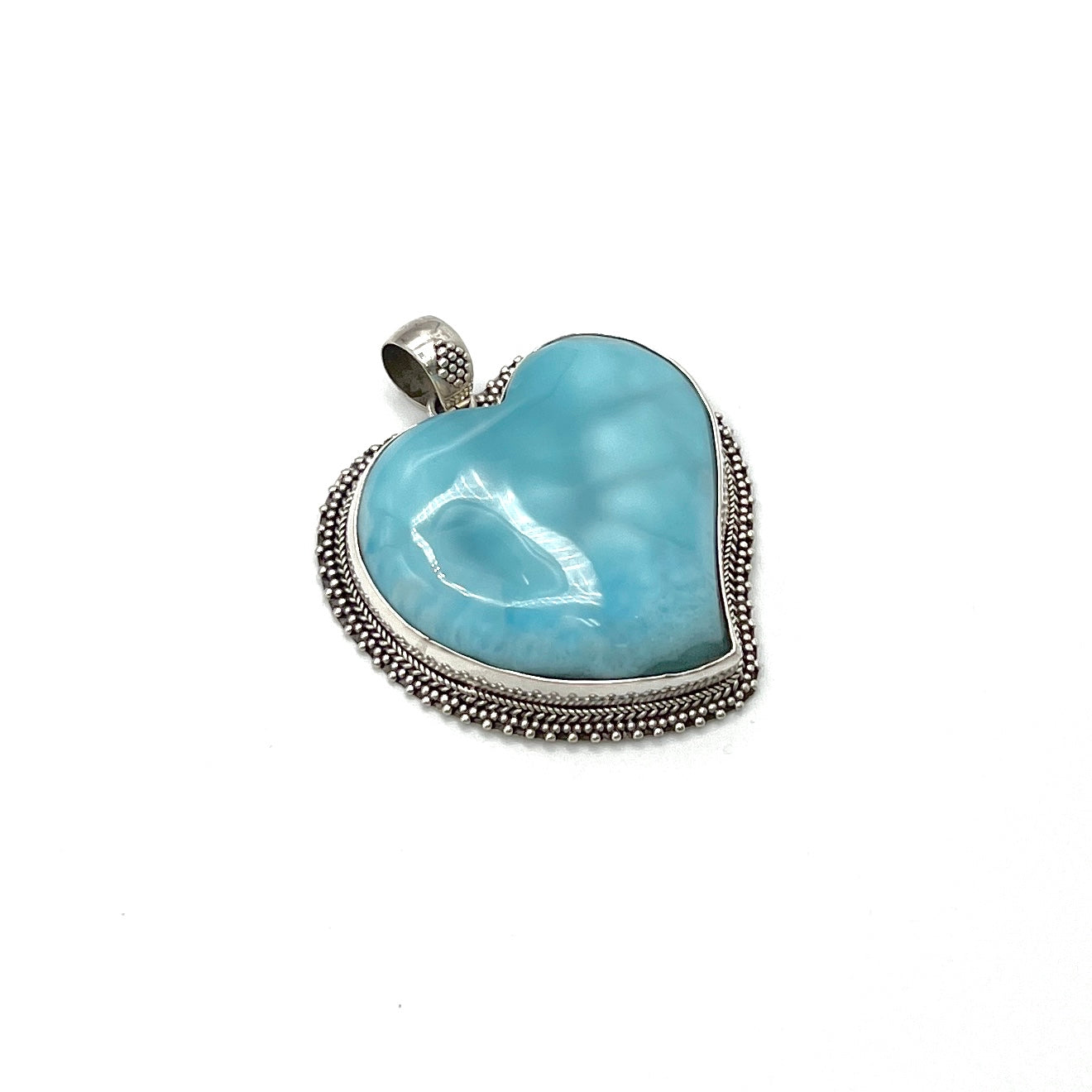 Sterling Silver Larimar Heart Pendants