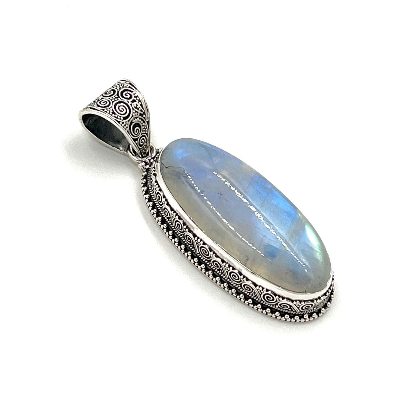 Sterling Silver Filigree Oval Moonstone Pendants