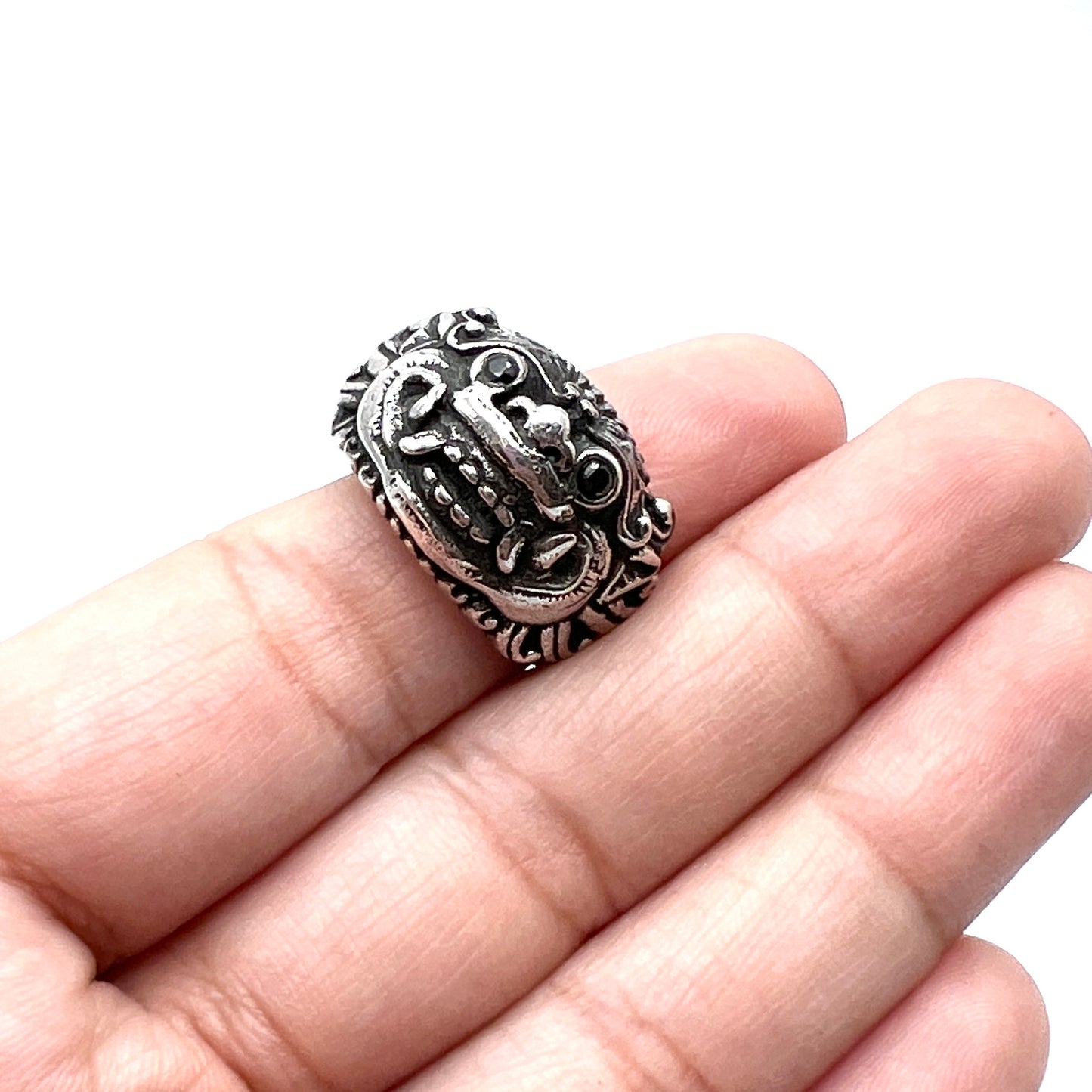 Oxidized Silver Onyx Barong Ring