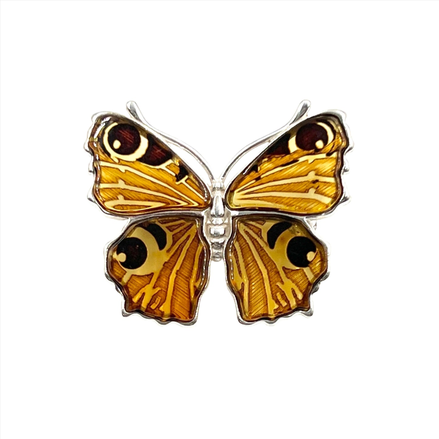 Sterling Silver Amber Butterfly Pendants/Brooch