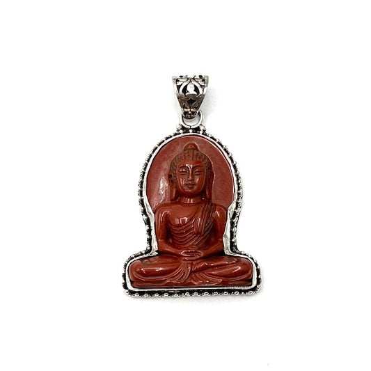 Sterling Silver Red Jasper Buddha Pendant