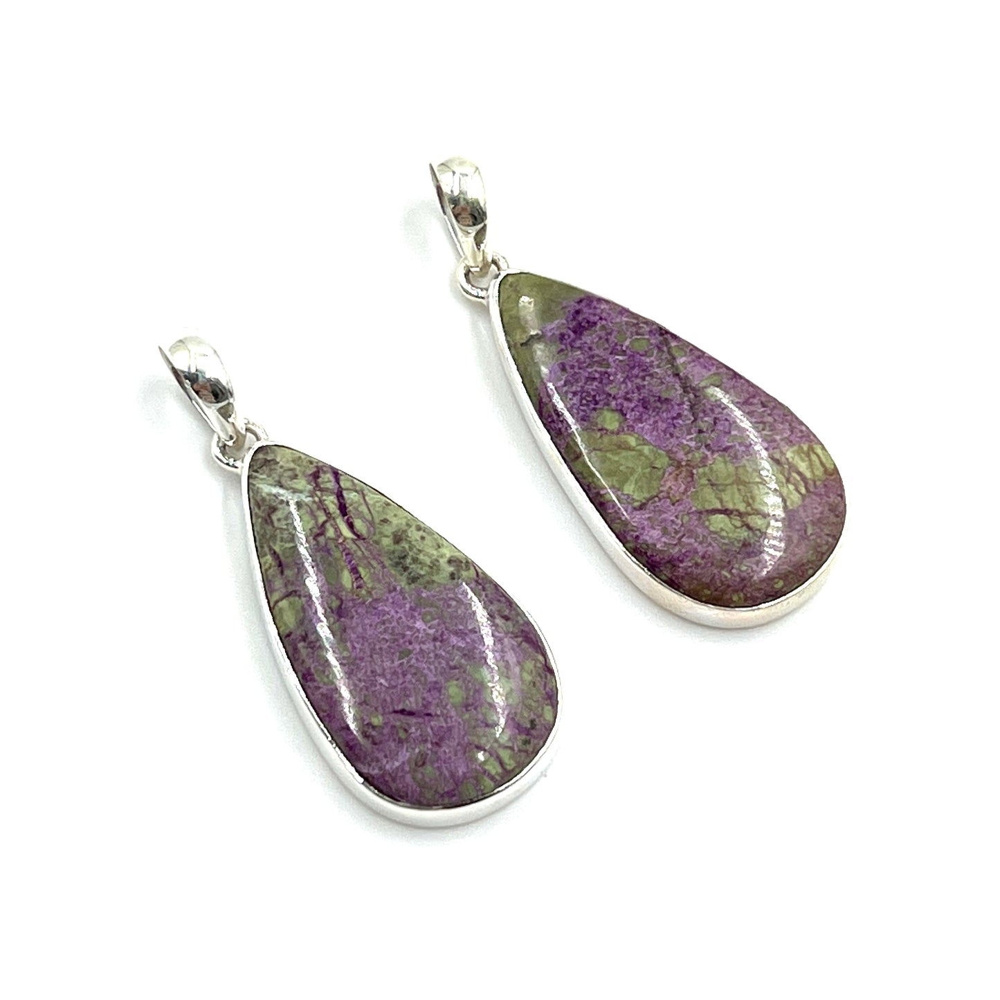 Sterling Silver Stichtite Teardrop Pendants