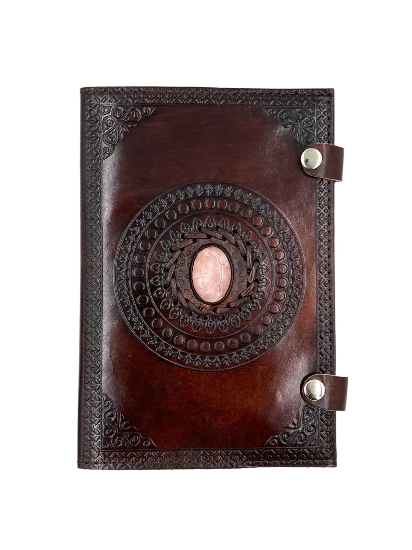 Camel Leather Gemstone Journal | Circle Mandala | 9" x 6" x 1/2"