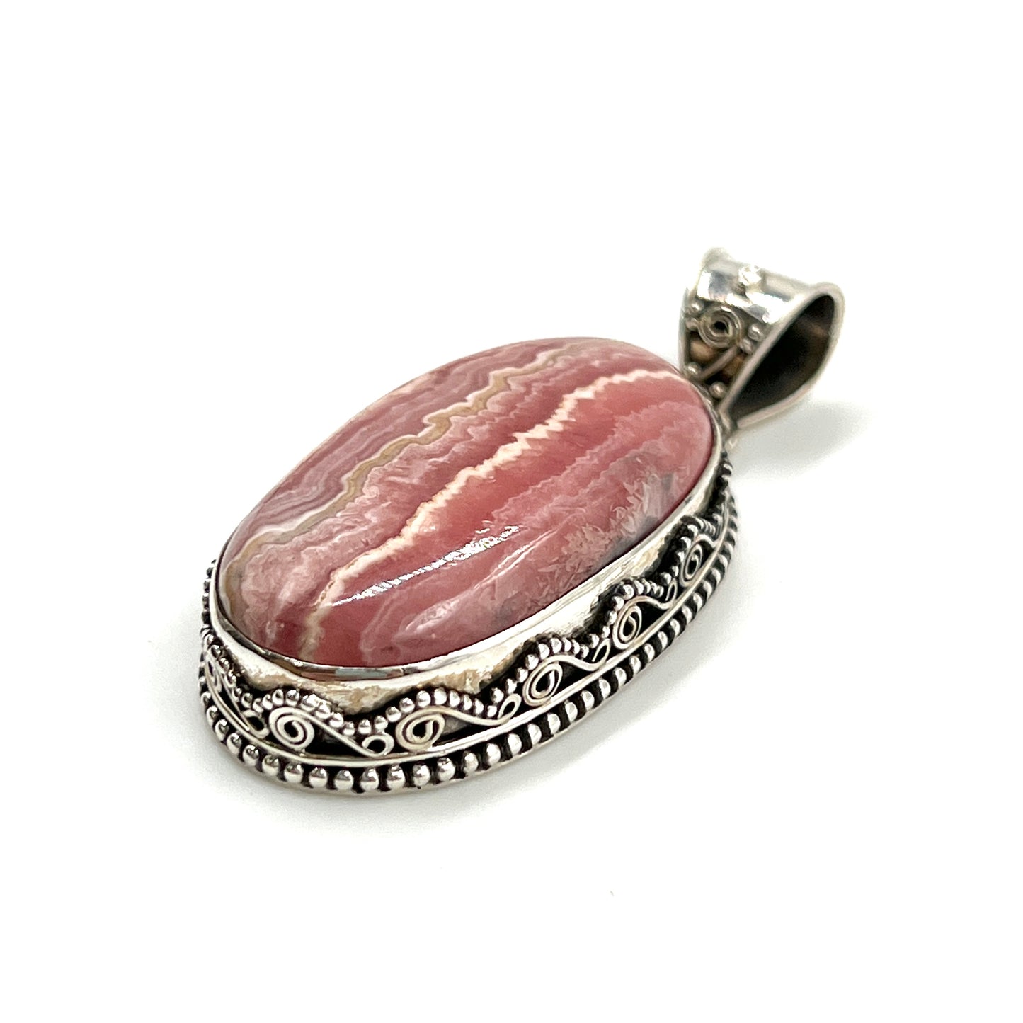 Rhodochrosite Filigree Pendants