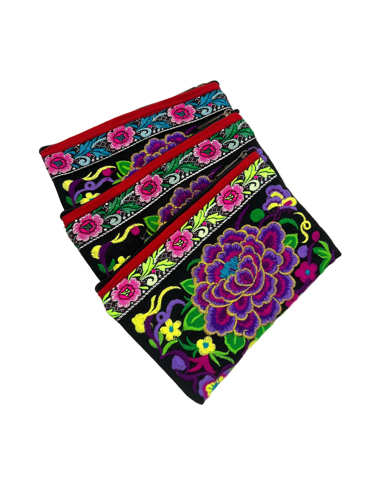 Embroidered Lotus Flower Coin Purse