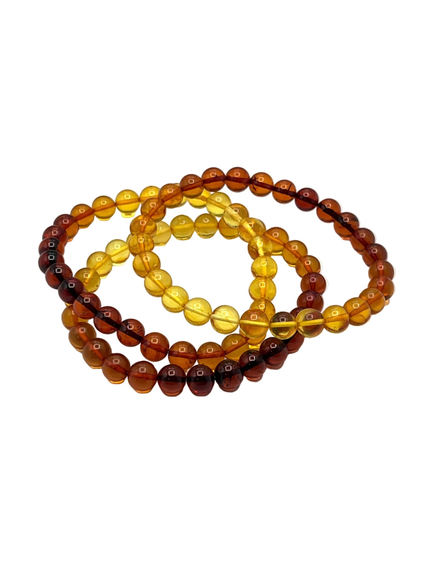 Polished Variegated Amber Beaded Bracelets