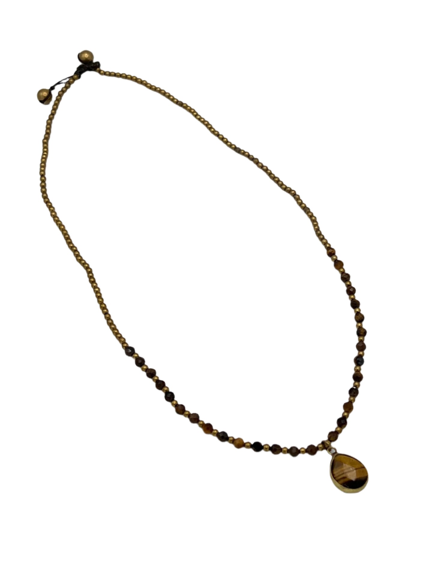 Teardrop Gemstone Brass Necklaces