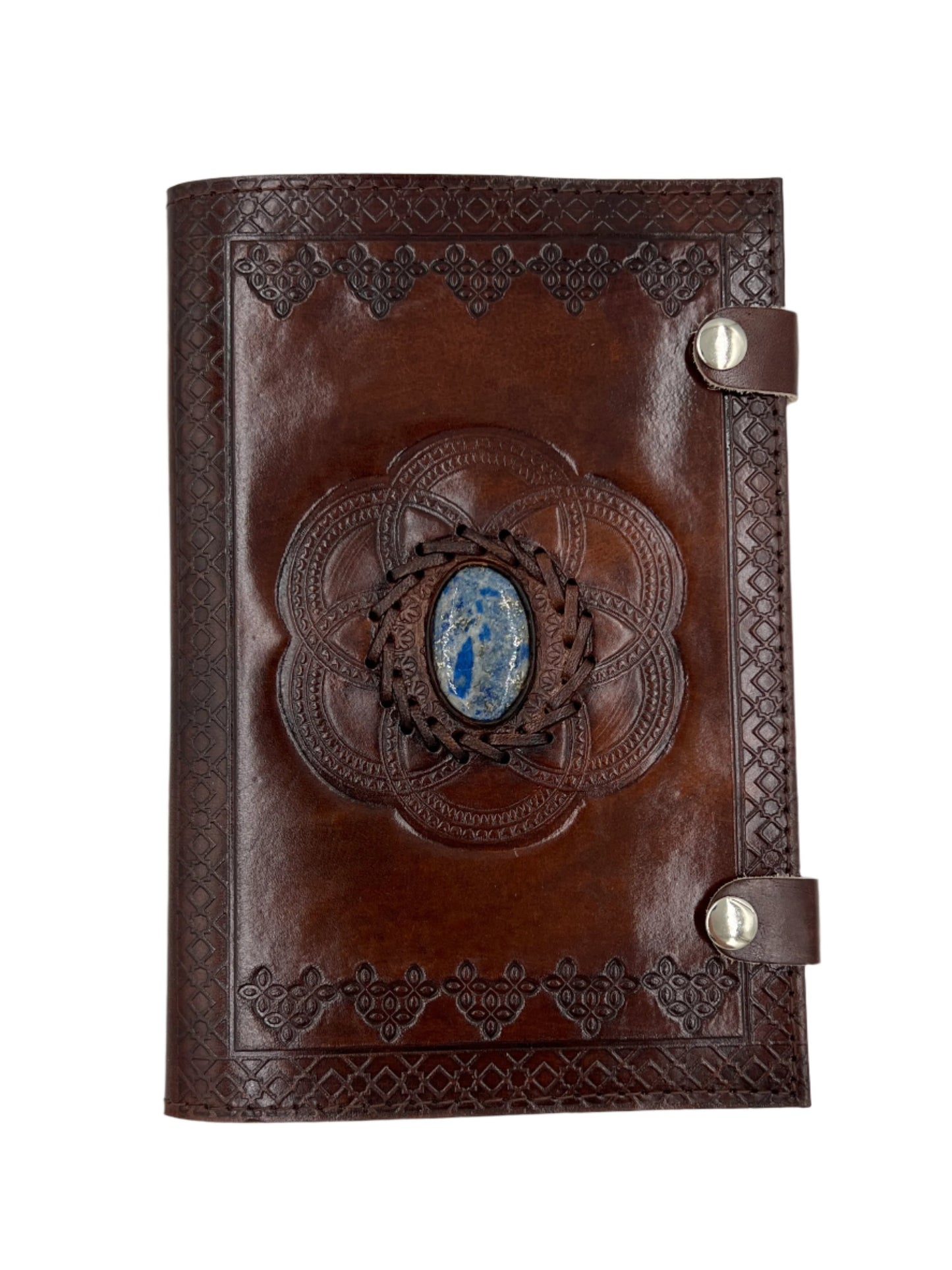 Camel Leather Gemstone Journal | Lotus | 9" x 6" x 1/2"