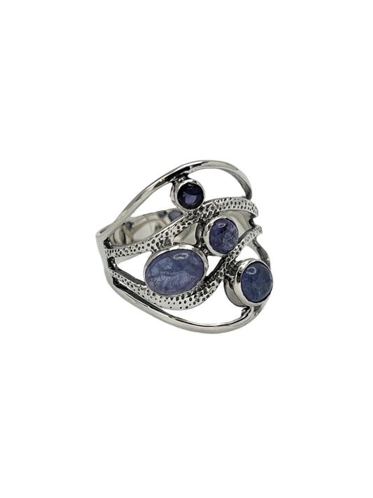 Sterling Silver Tanzanite Wave Ring