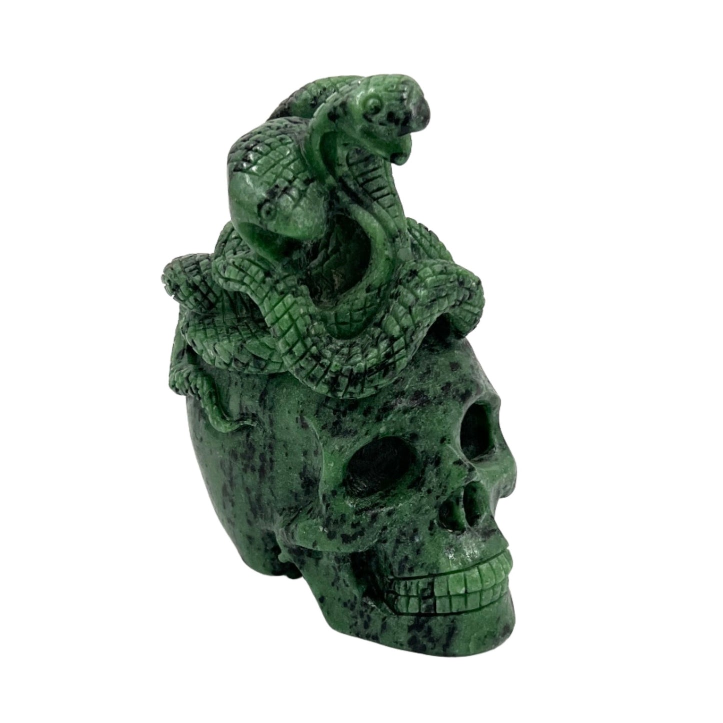 Zoisite Skull with Snakes