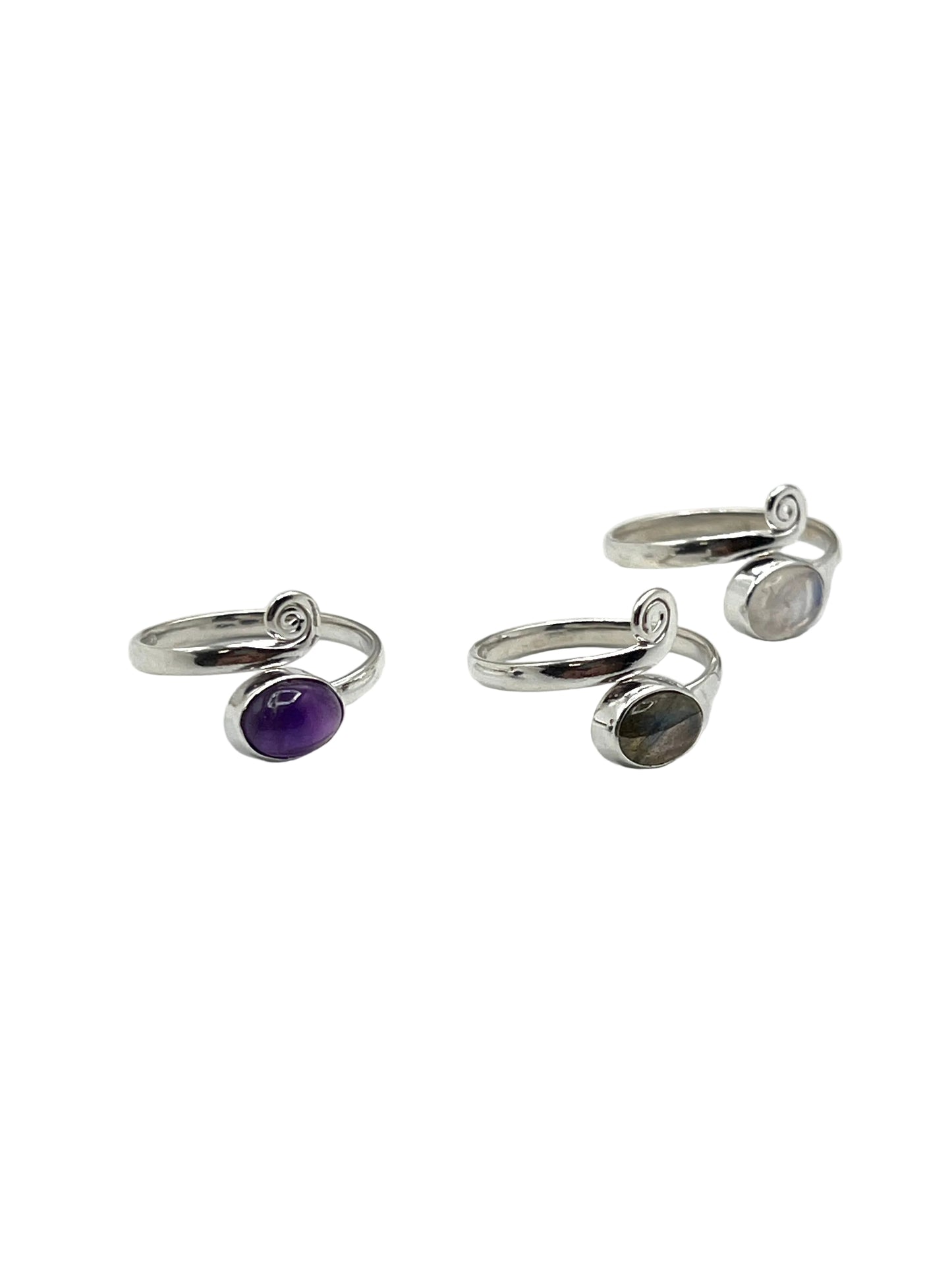 Swirl Gemstone Wrap Rings