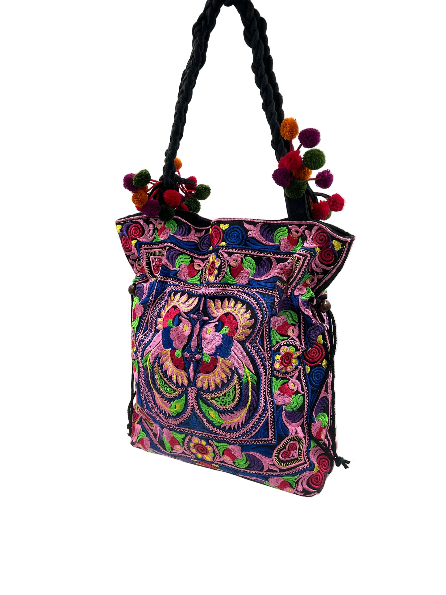 Embroidered Bird Shoulder Bag