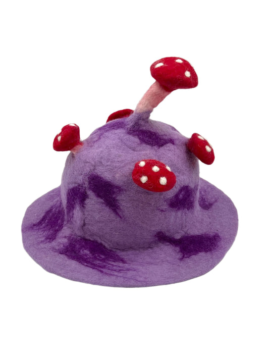 Hand felted Mushroom Wool Hats | Purples