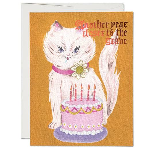 Grave Kitty Cake Birthday Card