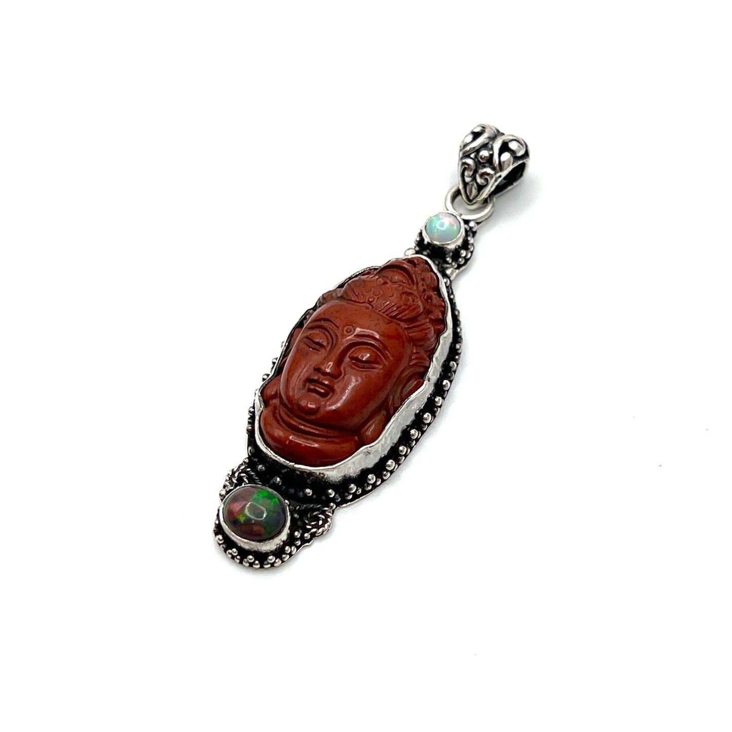 Red Jasper & Opal Quan Yin Pendants