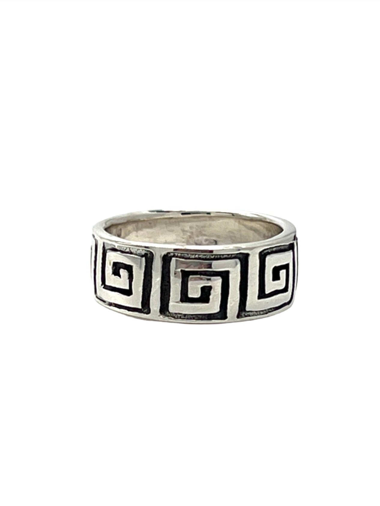 Sterling Silver Greek Meander Wide Ring